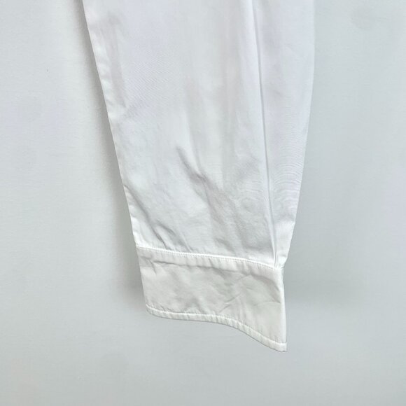 Miu Miu White Cropped Cotton Long Sleeve Shirt Logo Embroidery Single Breasted S - Picture 4 of 9